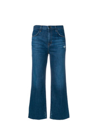 Темно-синие рваные джинсы-клеш от J Brand
