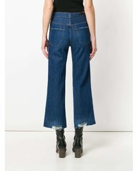 Темно-синие рваные джинсы-клеш от J Brand