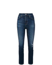 Темно-синие рваные джинсы скинни от AG Jeans