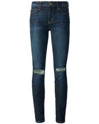 Темно-синие рваные джинсы скинни от Current/Elliott
