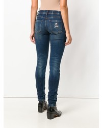 Темно-синие рваные джинсы скинни от Philipp Plein