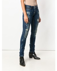 Темно-синие рваные джинсы скинни от Philipp Plein