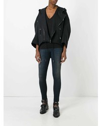 Темно-синие рваные джинсы скинни от Diesel