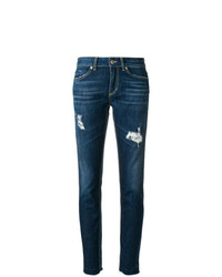 Темно-синие рваные джинсы скинни от Dondup
