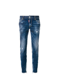 Темно-синие рваные джинсы скинни от Dsquared2