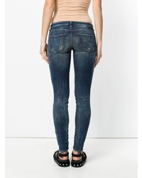 Темно-синие рваные джинсы скинни от Diesel