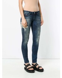 Темно-синие рваные джинсы скинни от Diesel