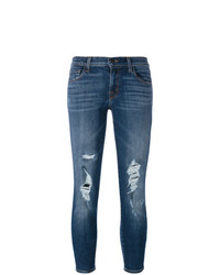 Темно-синие рваные джинсы скинни от J Brand