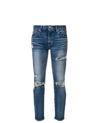 Темно-синие рваные джинсы скинни от Moussy Vintage