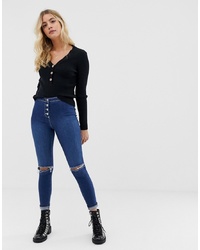 Темно-синие рваные джинсы скинни от Parisian