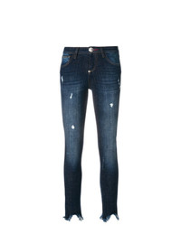 Темно-синие рваные джинсы скинни от Philipp Plein