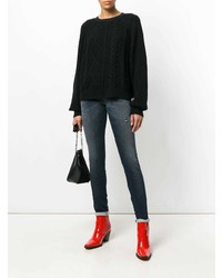 Темно-синие рваные джинсы скинни от Diesel