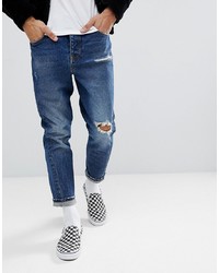 Мужские темно-синие рваные джинсы от ASOS DESIGN