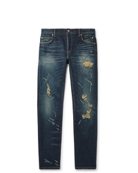 Мужские темно-синие рваные джинсы от Balmain
