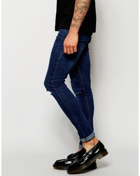 Мужские темно-синие рваные джинсы от Asos