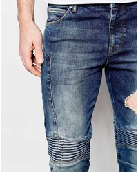 Мужские темно-синие рваные джинсы от Asos