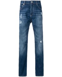 Мужские темно-синие рваные джинсы от Brunello Cucinelli