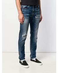 Мужские темно-синие рваные джинсы от Diesel