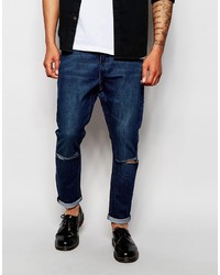 Мужские темно-синие рваные джинсы от Cheap Monday