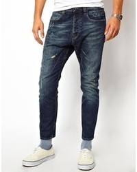 Мужские темно-синие рваные джинсы от D&G