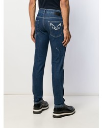 Мужские темно-синие рваные джинсы от Fendi