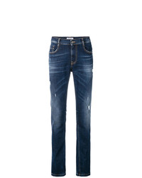 Мужские темно-синие рваные джинсы от Dirk Bikkembergs