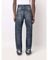 Мужские темно-синие рваные джинсы от Palm Angels