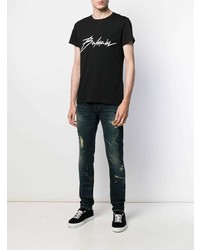 Мужские темно-синие рваные джинсы от Balmain