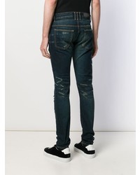 Мужские темно-синие рваные джинсы от Balmain