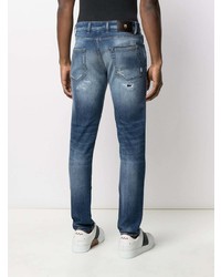 Мужские темно-синие рваные джинсы от Pt01