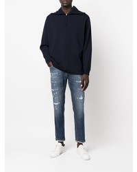 Мужские темно-синие рваные джинсы от PT TORINO