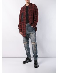 Мужские темно-синие рваные джинсы от Julius