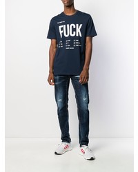 Мужские темно-синие рваные джинсы от Frankie Morello