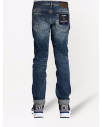 Мужские темно-синие рваные джинсы от BOSS