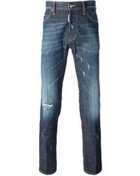 Мужские темно-синие рваные джинсы от DSquared