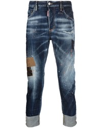 Мужские темно-синие рваные джинсы от DSQUARED2