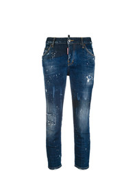 Женские темно-синие рваные джинсы от Dsquared2