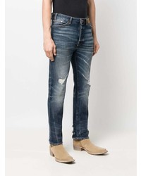 Мужские темно-синие рваные джинсы от Palm Angels