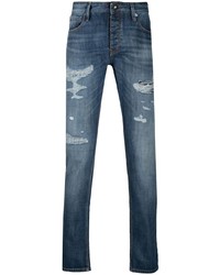 Мужские темно-синие рваные джинсы от Emporio Armani