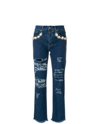 Женские темно-синие рваные джинсы от Forte Dei Marmi Couture