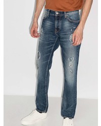 Мужские темно-синие рваные джинсы от Nudie Jeans