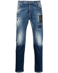 Мужские темно-синие рваные джинсы от John Richmond