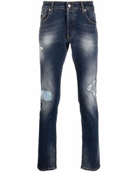 Мужские темно-синие рваные джинсы от John Richmond