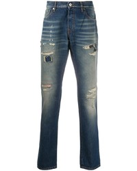 Мужские темно-синие рваные джинсы от Just Cavalli