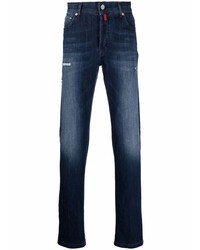 Мужские темно-синие рваные джинсы от Kiton