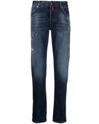 Мужские темно-синие рваные джинсы от Kiton
