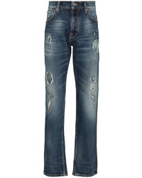 Мужские темно-синие рваные джинсы от Nudie Jeans