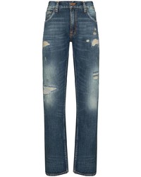 Мужские темно-синие рваные джинсы от Nudie Jeans