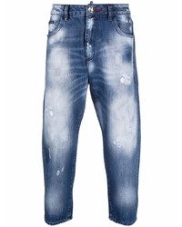 Мужские темно-синие рваные джинсы от Philipp Plein