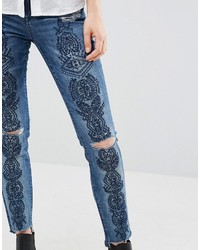 Женские темно-синие рваные джинсы от Blank NYC